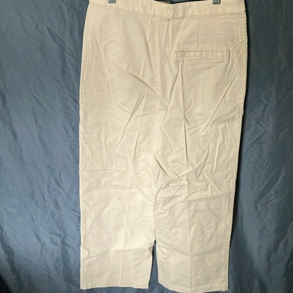 Express: Light Khaki Cropped Wide Leg High Rise Pants-98% Cotton/2% Spandex- 4 - Picture 9 of 16